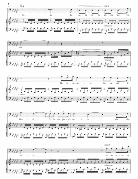 DENZA: Occhi di fata (transposed to G-flat major, bass clef)