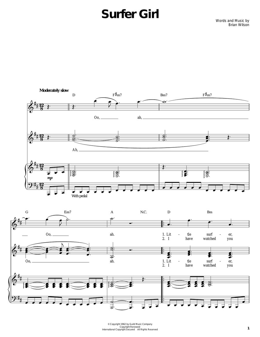 Surfer Girl Surfer Girl Piano, Vocal scores gallery preview page 1