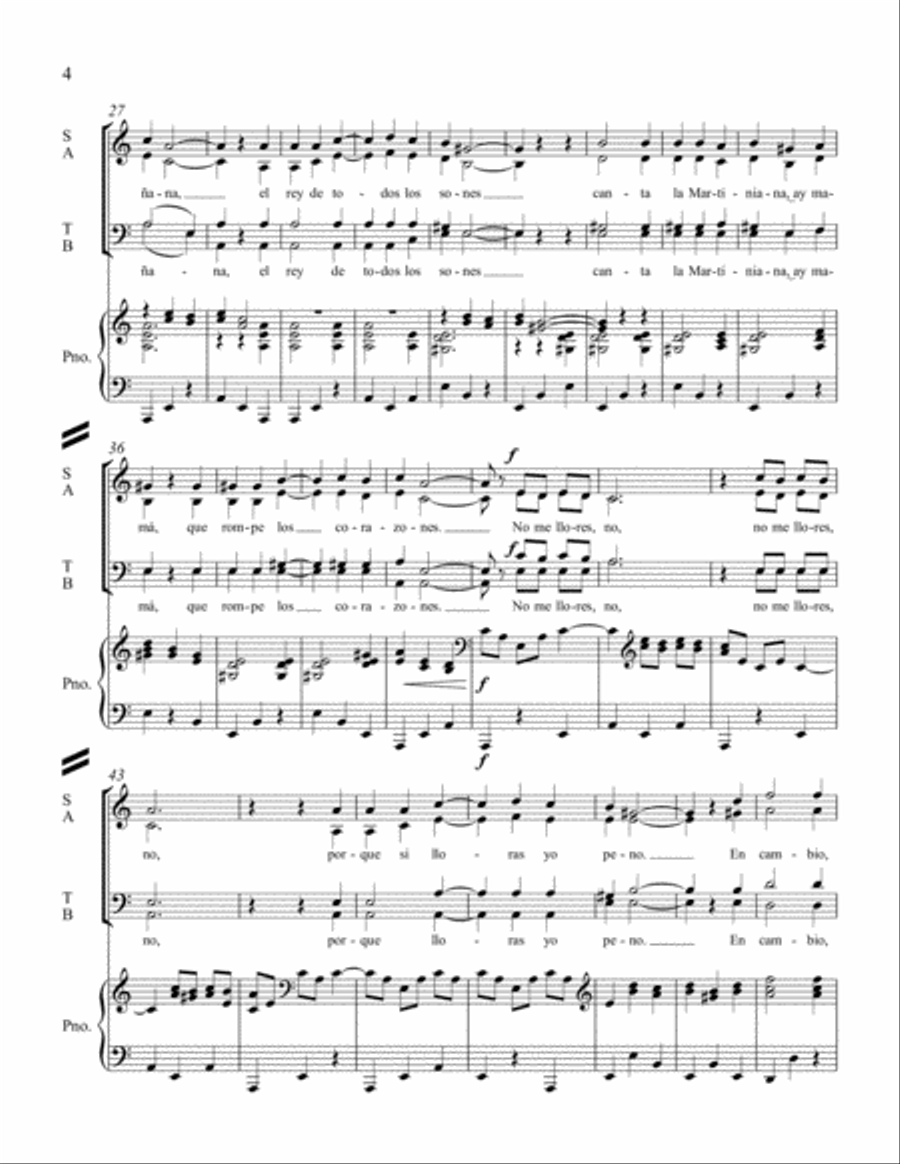 Three Mexican Folk Songs: 1. La Martiniana 4-Part scores gallery preview page 4