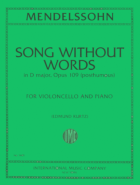 Song Without Words in D major, Op. 109 post. (KURTZ)