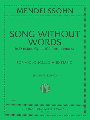 Book cover for Song Without Words in D major, Op. 109 post.