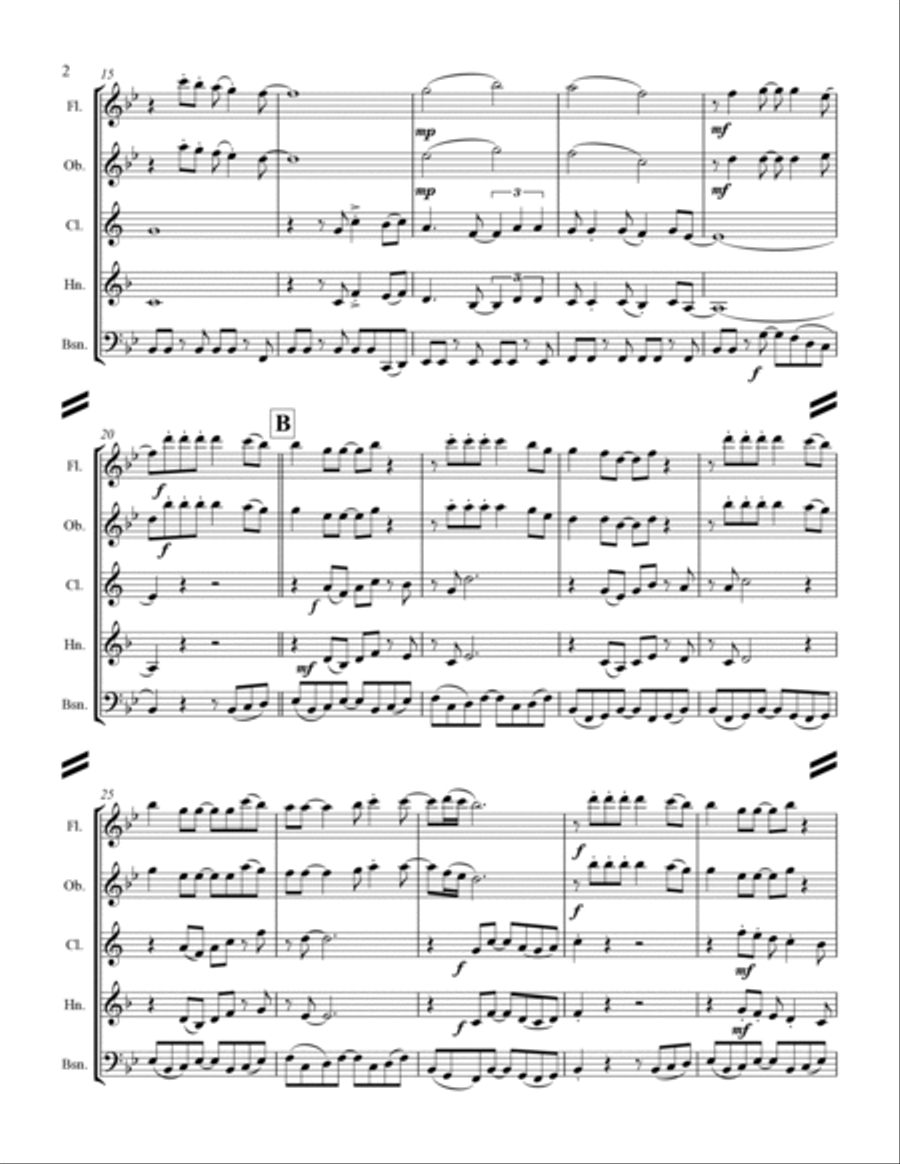 Feliz Navidad Feliz Navidad Woodwind Quintet scores gallery preview page 3
