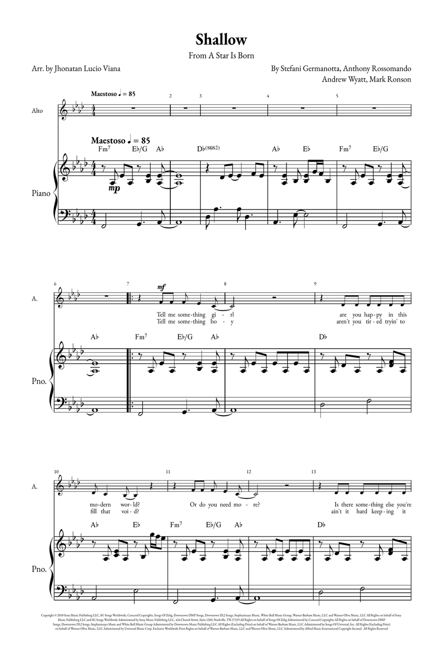 Shallow A Cappella scores gallery preview page 1