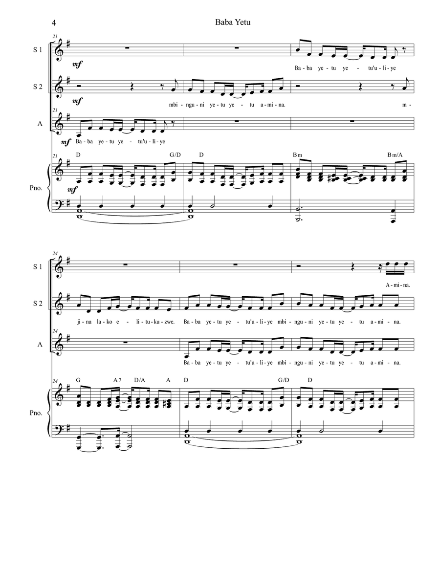 Baba Yetu SSA scores gallery preview page 4