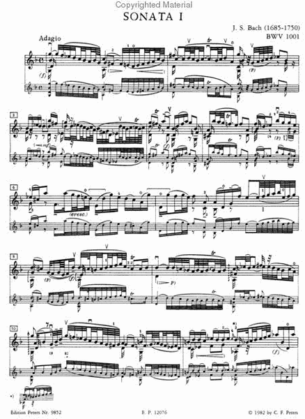 Sonatas and Partitas for Violin Solo BWV 1001-1006 by Johann Sebastian Bach Violin Solo - Sheet Music