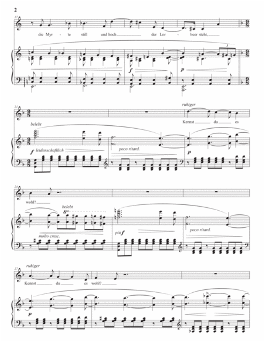 WOLF: Mignon: Kennst du das Land? (transposed to E-flat major) Voice scores gallery preview page 3