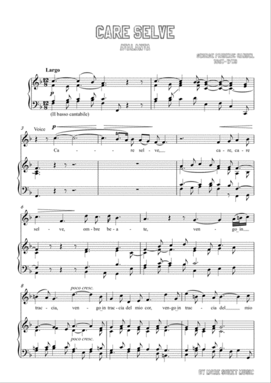 Handel-Care selve in F Major,for Voice and Piano Handel-Care selve in F Major,for Voice and Piano Voice Solo scores gallery preview page 3