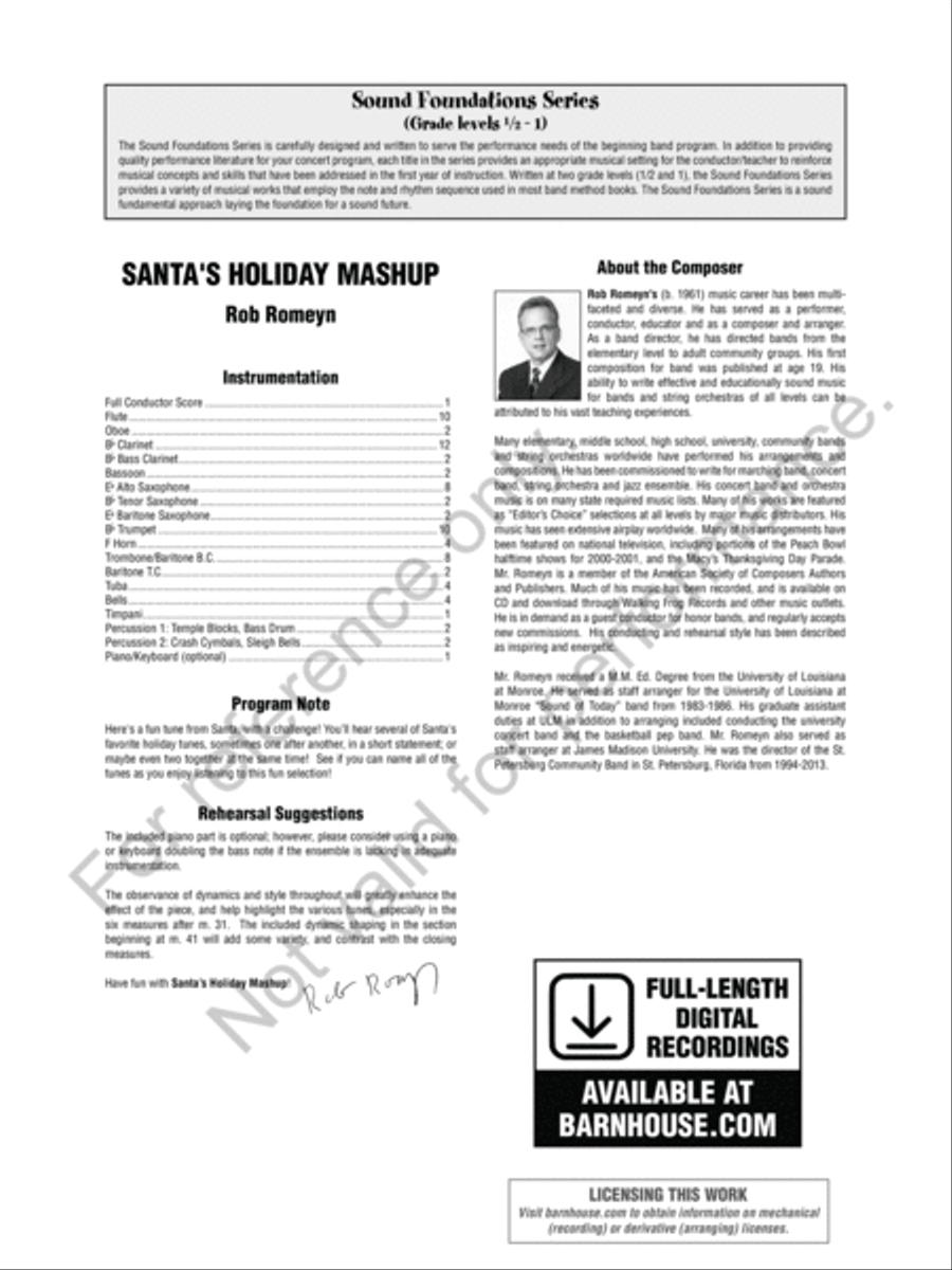 Santa's Holiday Mashup Concert Band scores gallery preview page 3
