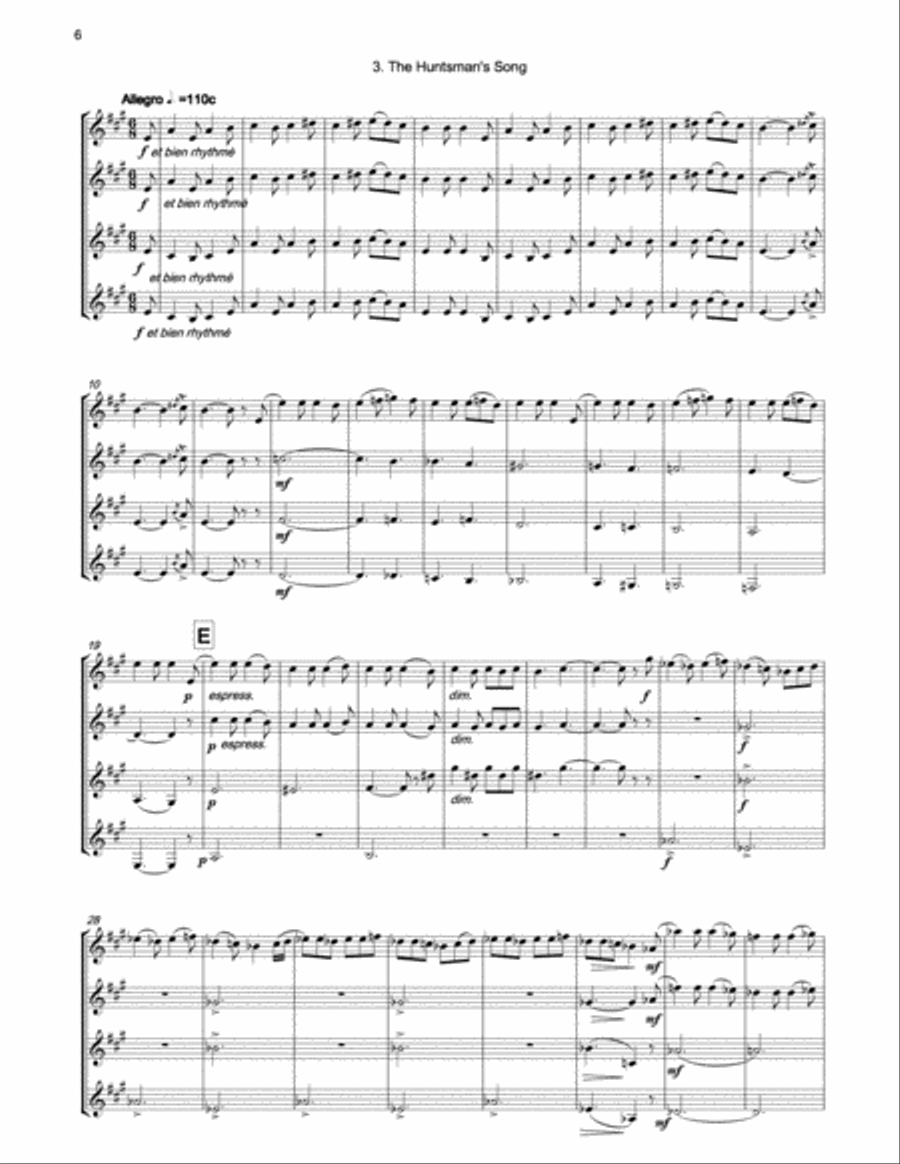 GROVLEZ Three Scenes from the Almanac for horn quartet French Horn Quartet scores gallery preview page 6