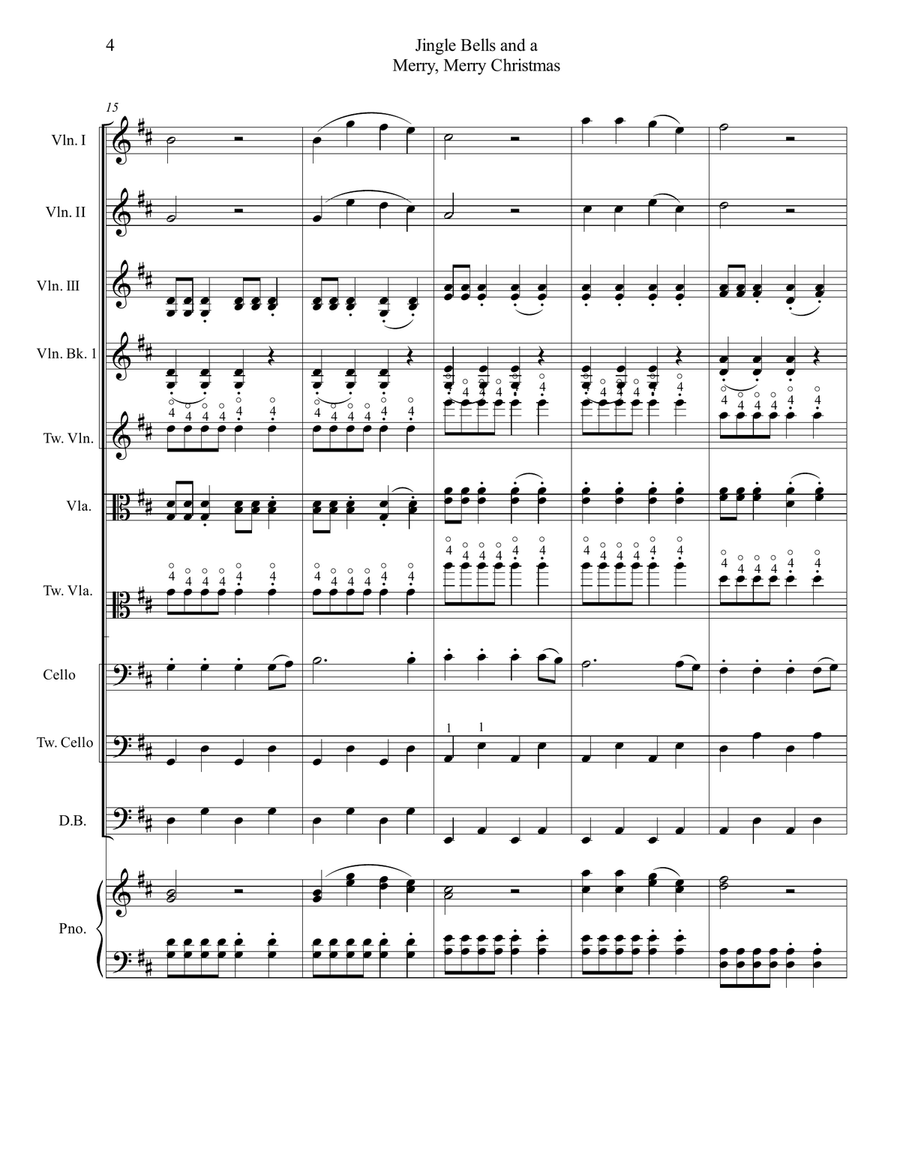 Jingle Bells and a Mer-ry, Mer-ry Christ-mas for Multi-Level String Orchestra String Orchestra scores gallery preview page 5