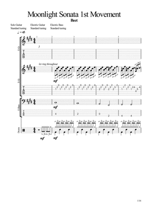 Moonlight Sonata C# Minor 1st Movement (full rock score)