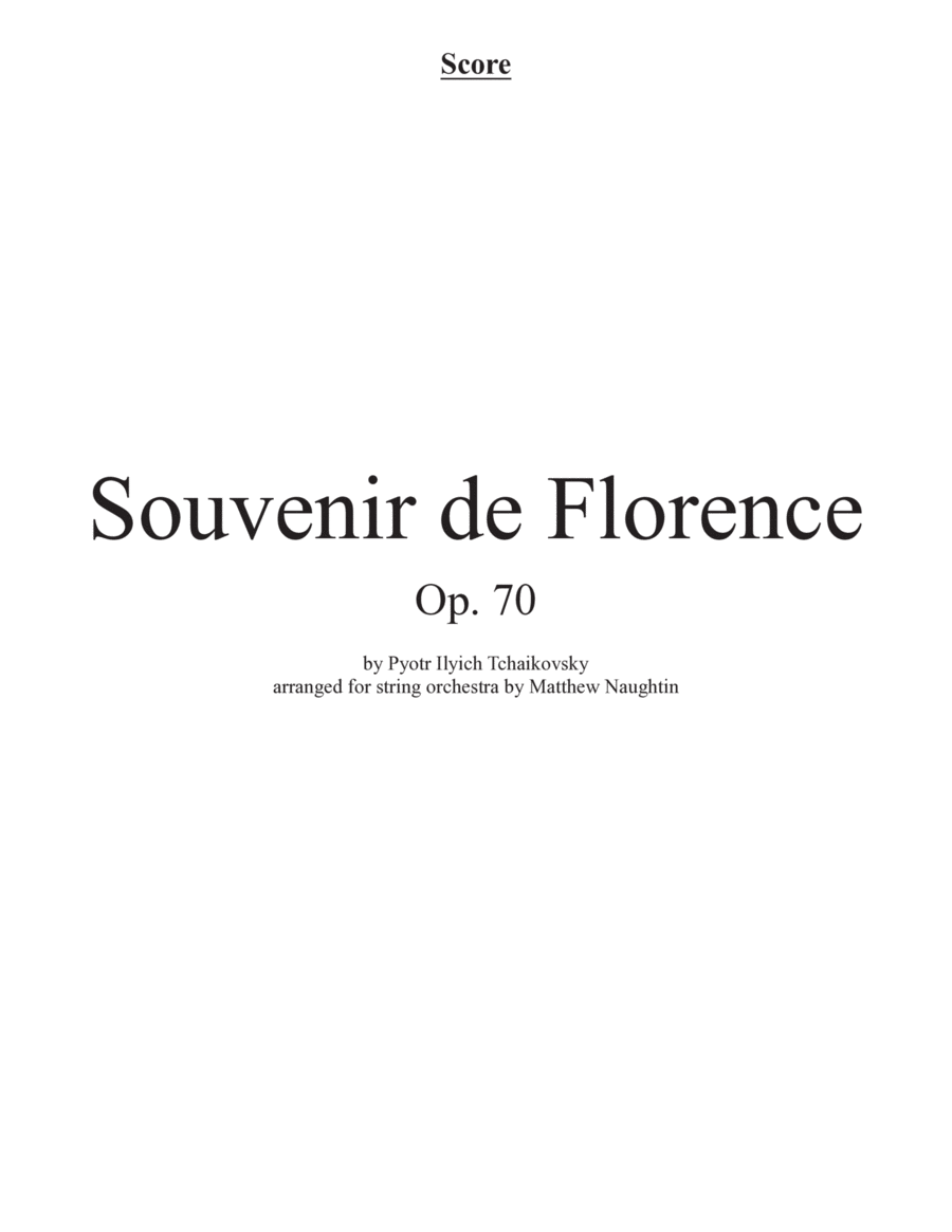 Book cover for Souvenir de Florence arranged for String Orchestra