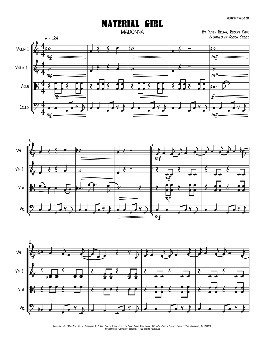 Material Girl String Quartet scores gallery preview page 1