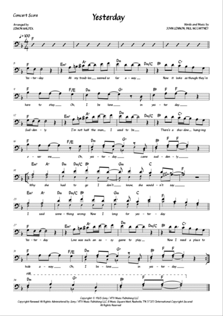 Yesterday Trumpet Duet scores gallery preview page 2