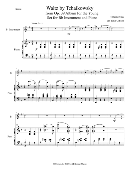 Waltz from "Album for the Young" for Bb Instrument and Piano image number null