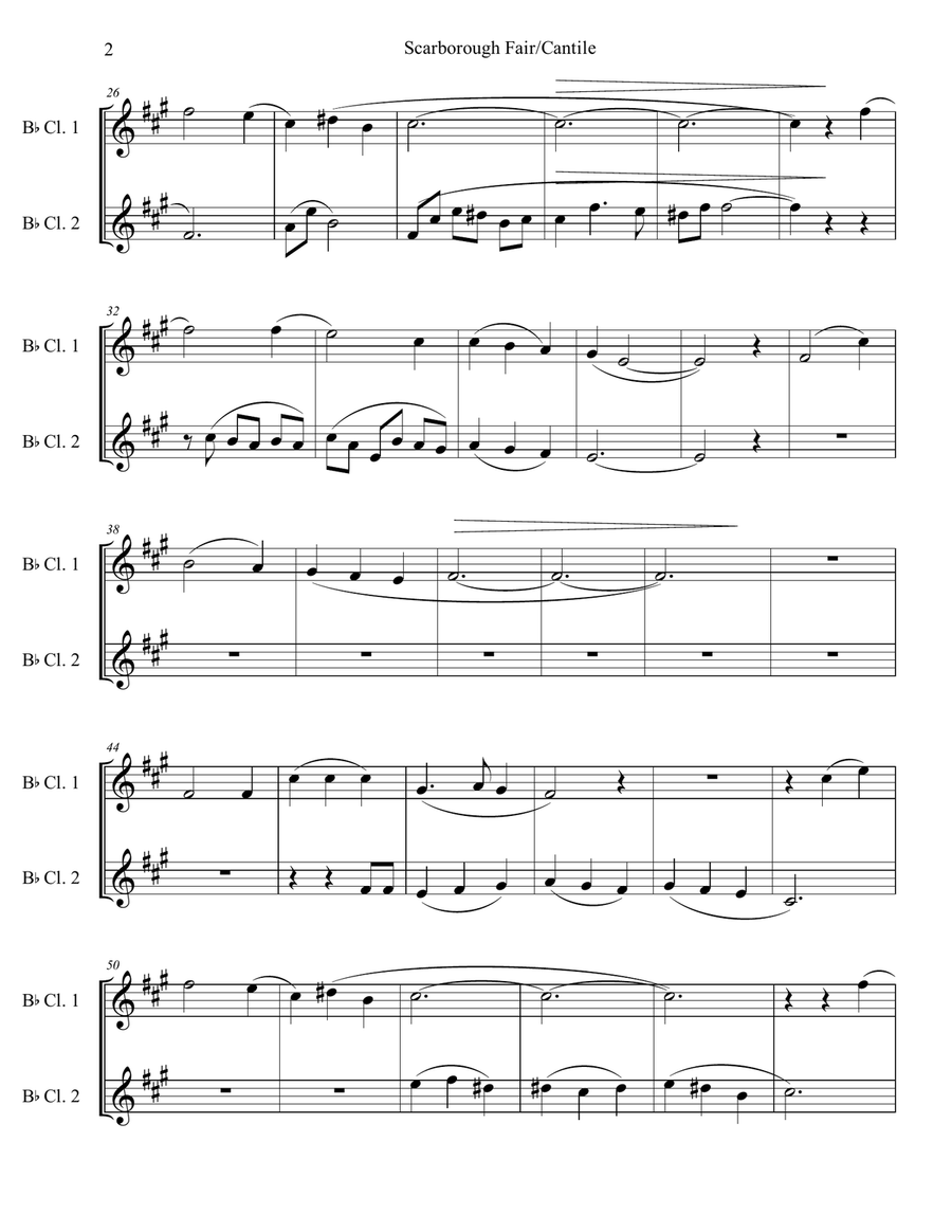 Scarborough Fair/canticle Clarinet Duet scores gallery preview page 3