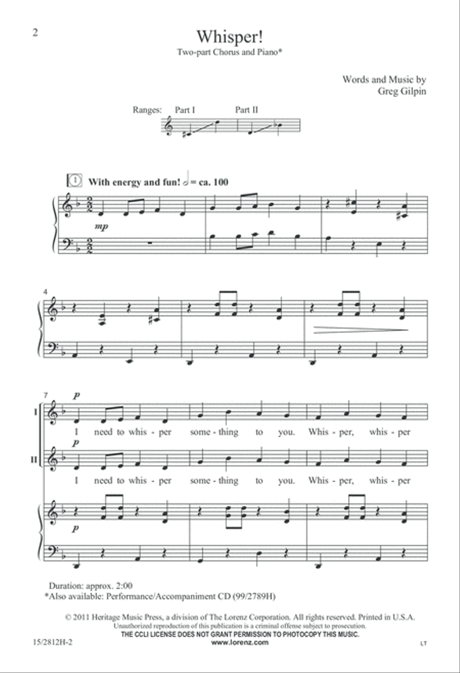 Whisper! 2-Part scores gallery preview page 2
