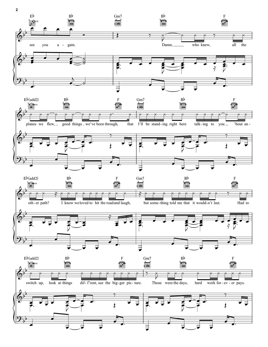 See You Again (feat. Charlie Puth) Piano, Vocal, Guitar scores gallery preview page 2
