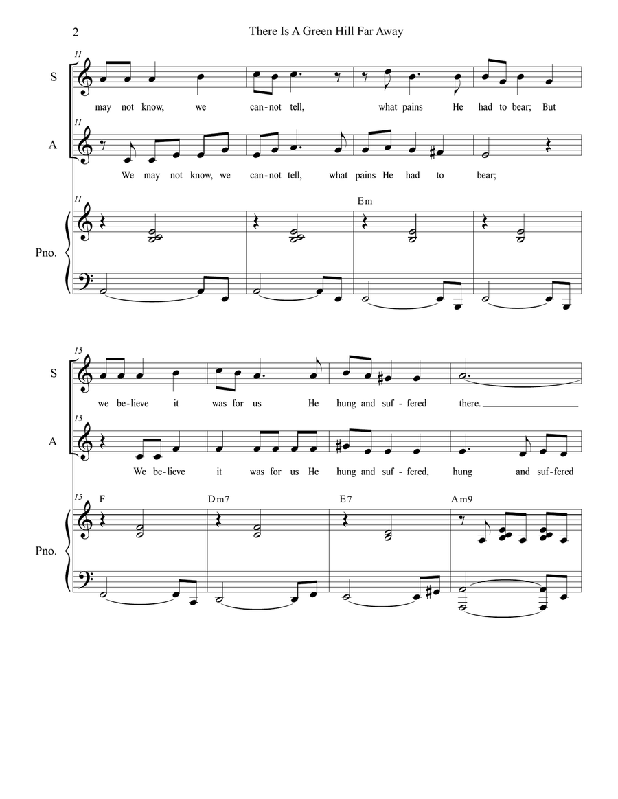 There Is A Green Hill Far Away (Duet for Soprano and Alto Solo) Alto Voice scores gallery preview page 3
