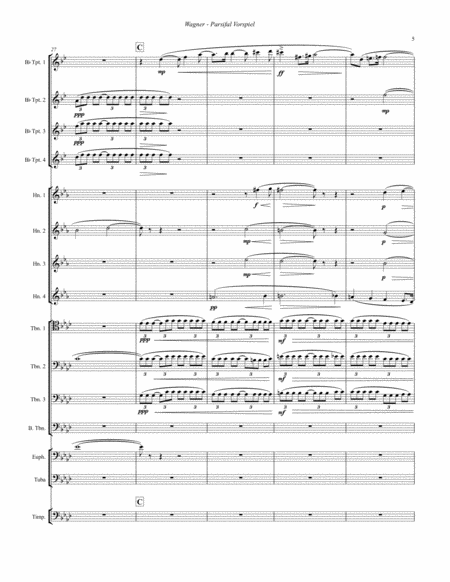 Parsifal Vorspiel (Prelude) for Large Brass Ensemble & Timpani