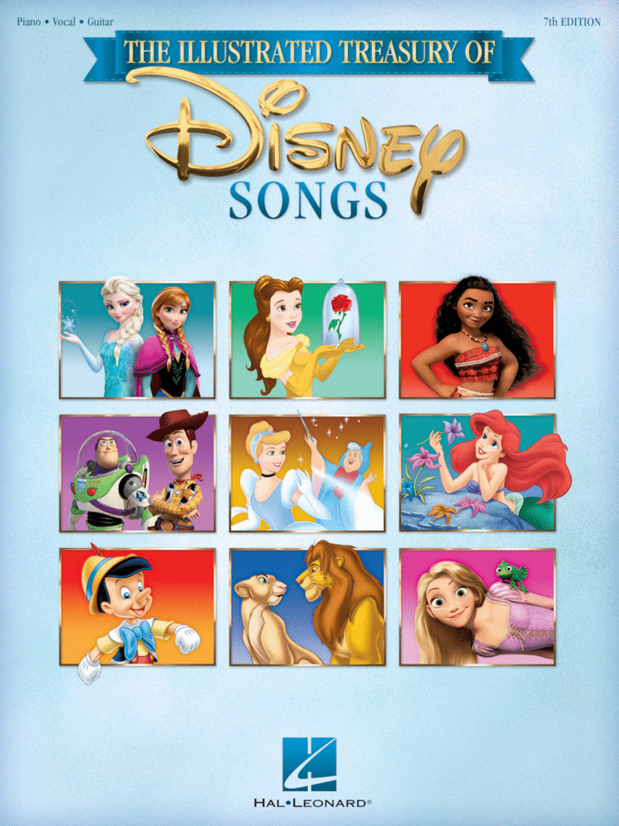 Book cover for The Illustrated Treasury of Disney Songs – 7th Edition