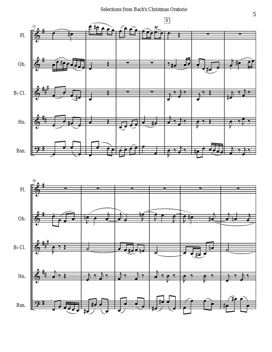 Bach's Christmas Oratorio Selections for Woodwind Quintet Bach's Christmas Oratorio Selections for Woodwind Quintet Woodwind Quintet scores gallery preview page 5