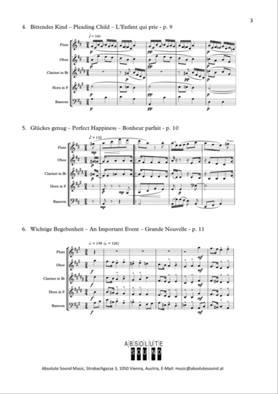 Kinderszenen – Scenes from Childhood – Scènes d’enfants, Opus 15 for Woodwind Quintet Woodwind Quintet scores gallery preview page 4