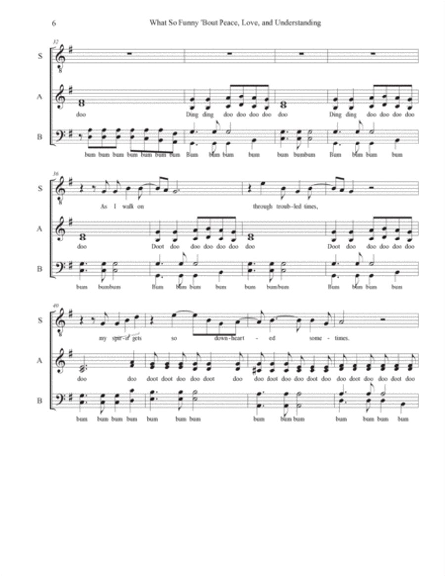 (what's So Funny 'bout) Peace, Love And Understanding 4-Part scores gallery preview page 6