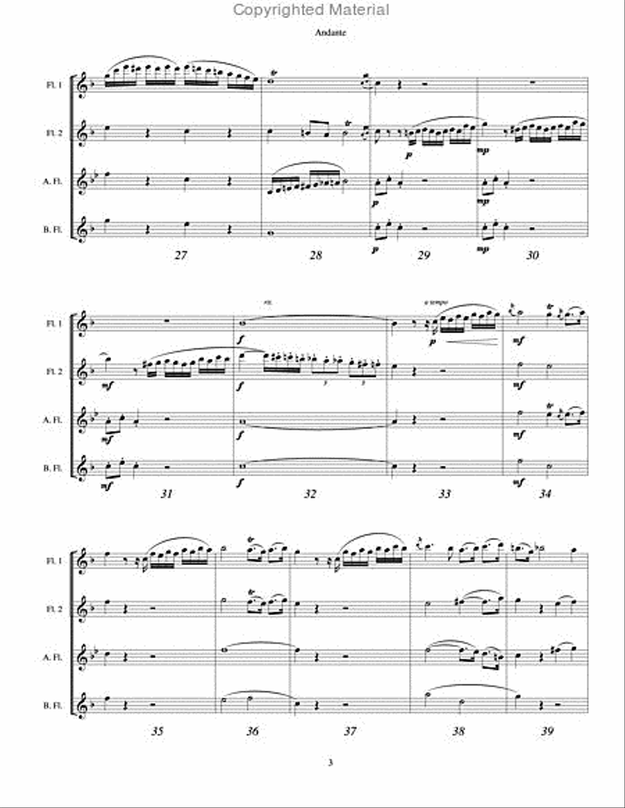 Andante, K. 616 Flute Quartet scores gallery preview page 4