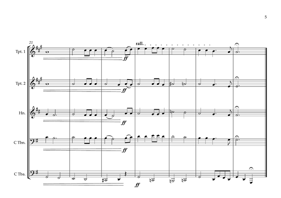 Solomon Islands National Anthem ''God Save Our Solomon Islands'' for Brass Quintet Brass Quintet scores gallery preview page 5