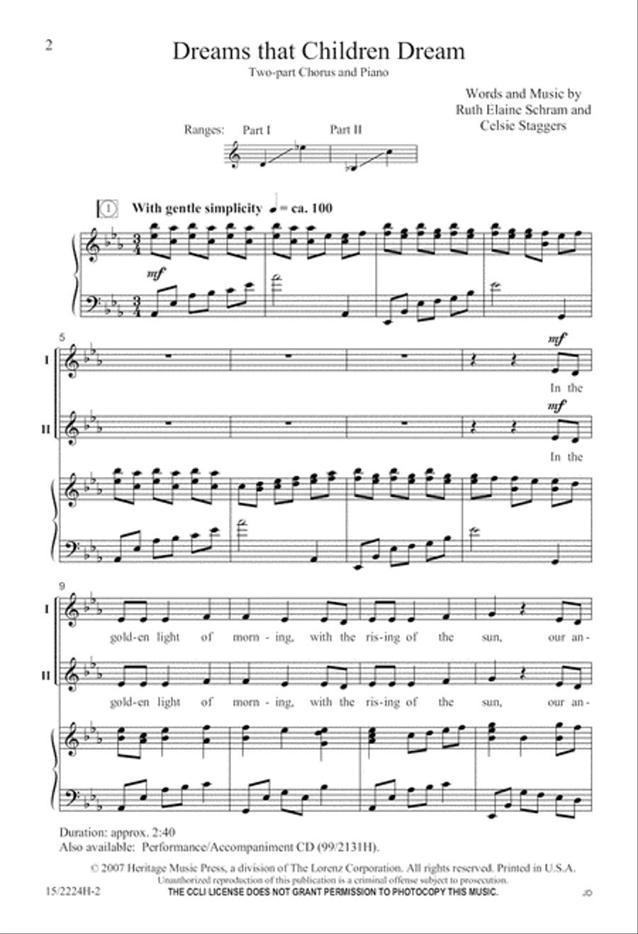 Dreams that Children Dream 2-Part scores gallery preview page 2