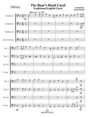 The Boar's Head Carol - Trombone Quartet or Choir - Intermediate