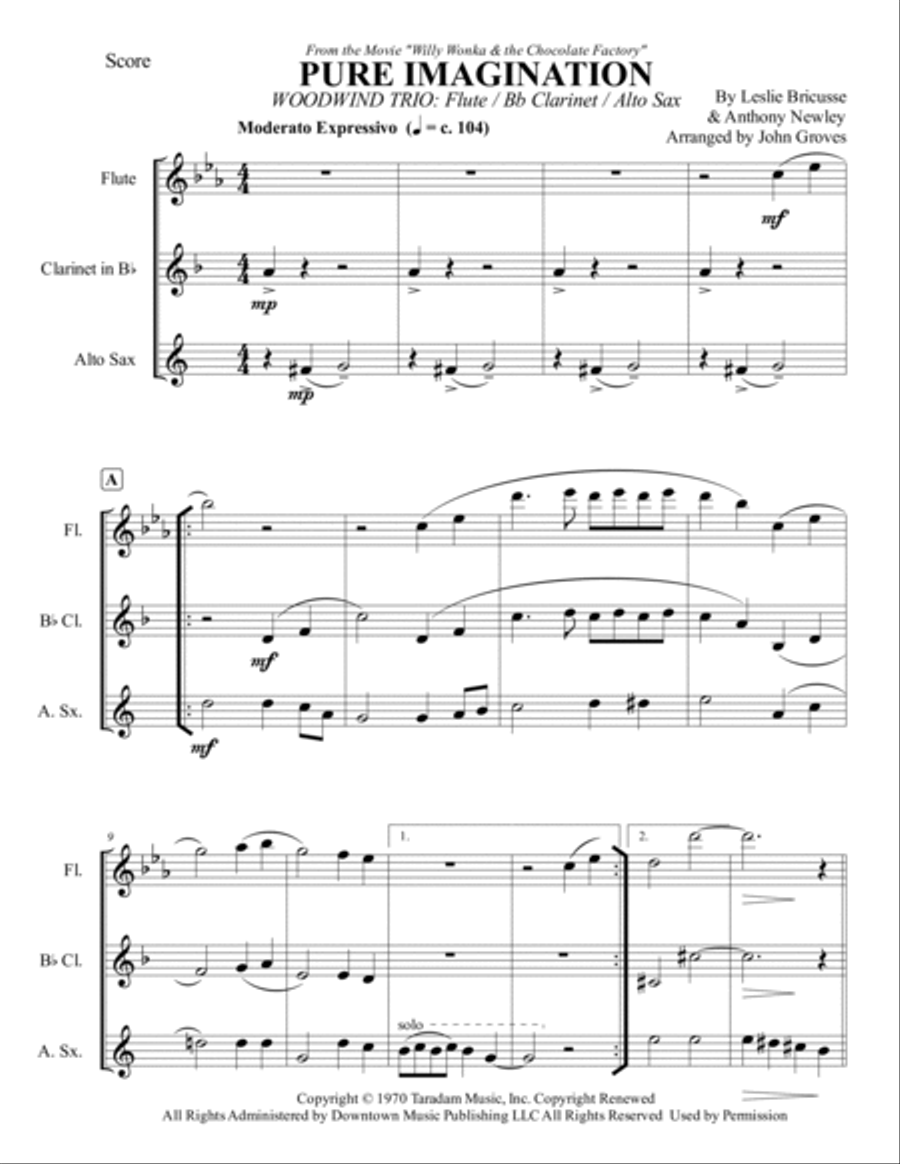 Pure Imagination Woodwind Trio scores gallery preview page 2