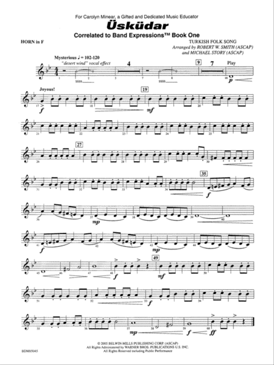 ÜskÜdar: 1st F Horn ÜskÜdar: 1st F Horn Concert Band scores gallery preview page 1