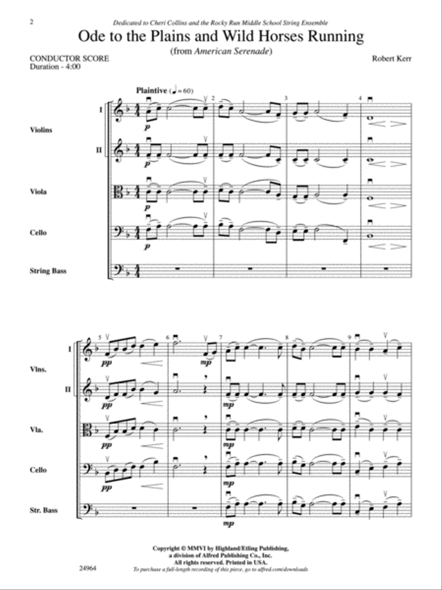 Ode to the Plains and Wild Horses Running (from American Serenade)