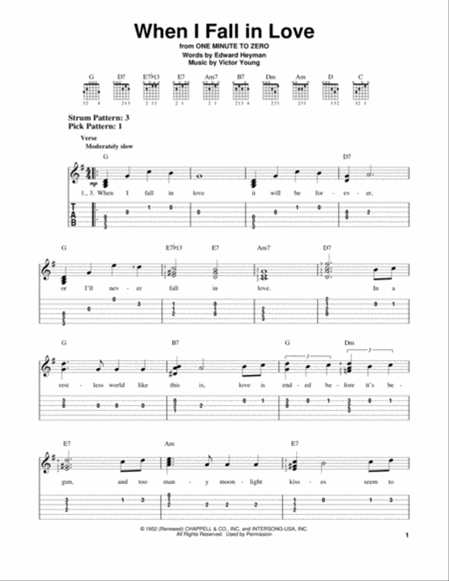 When I Fall In Love Electric Guitar scores gallery preview page 1