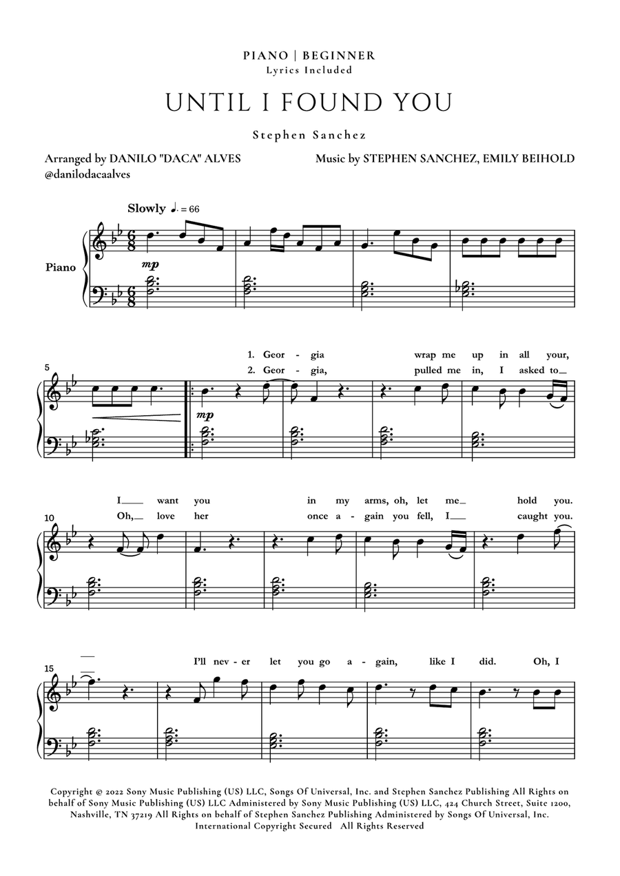 Until I Found You Easy Piano scores gallery preview page 1