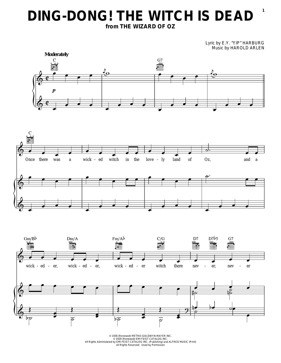 Ding-Dong! The Witch Is Dead Guitar scores gallery preview page 1