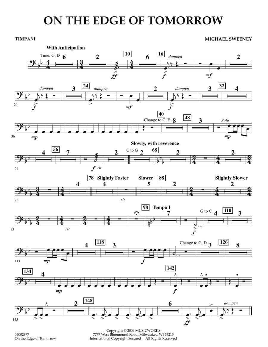 On the Edge of Tomorrow - Timpani Concert Band scores gallery preview page 1