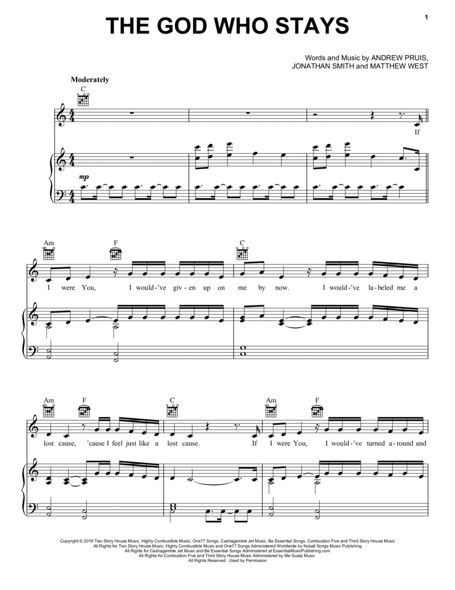 The God Who Stays The God Who Stays Piano, Vocal, Guitar scores gallery preview page 1