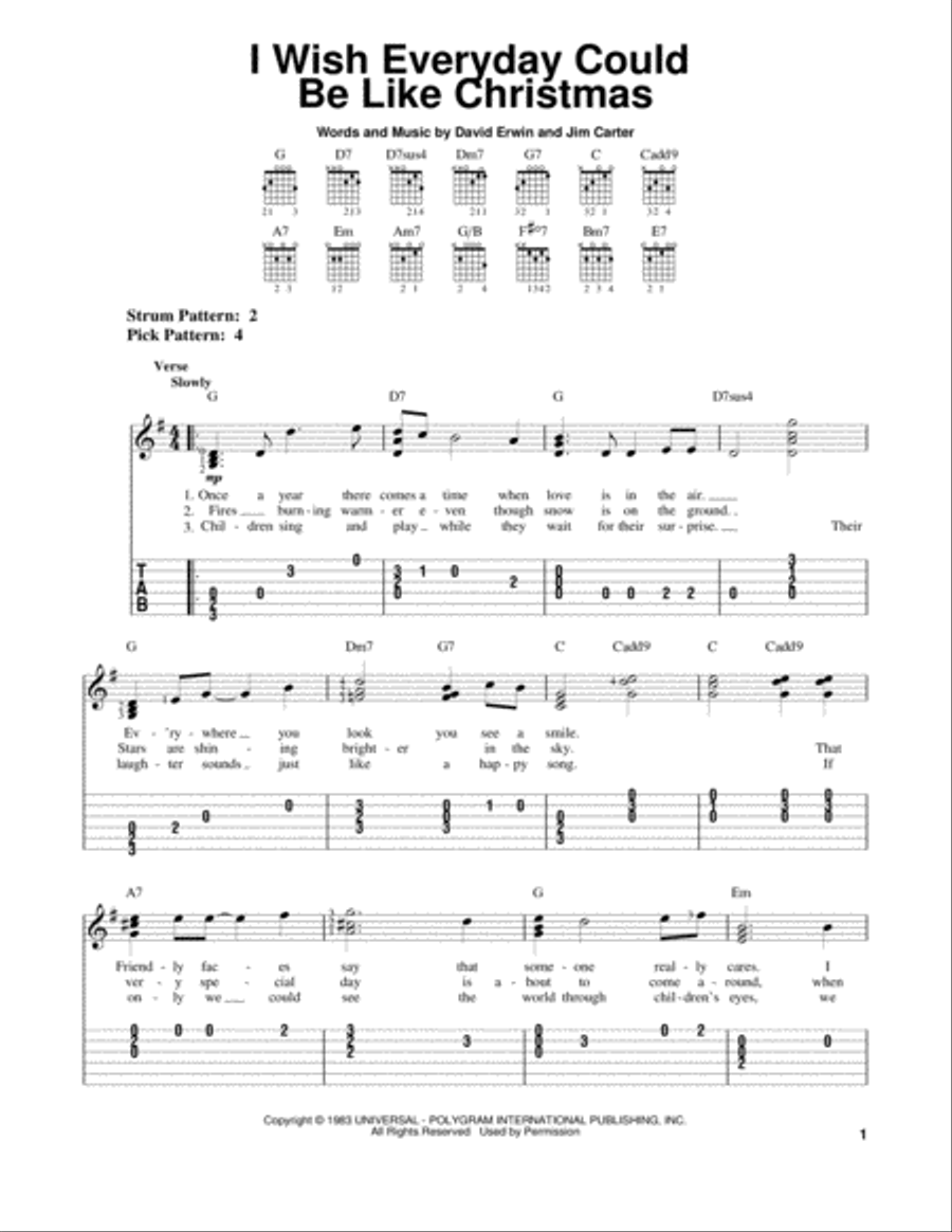 I Wish Everyday Could Be Like Christmas Acoustic Guitar scores gallery preview page 1