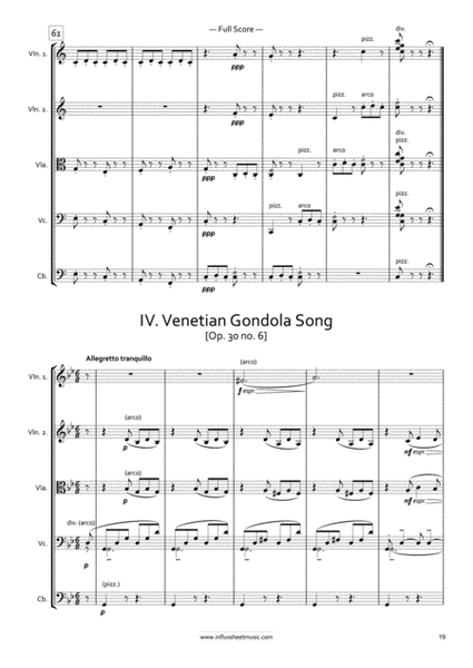 Mendelssohn: 5 Songs Without Words arr. for String Orchestra (Full Score) image number null