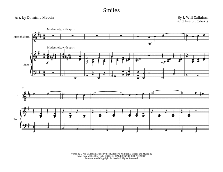 Smiles Smiles Horn scores gallery preview page 1