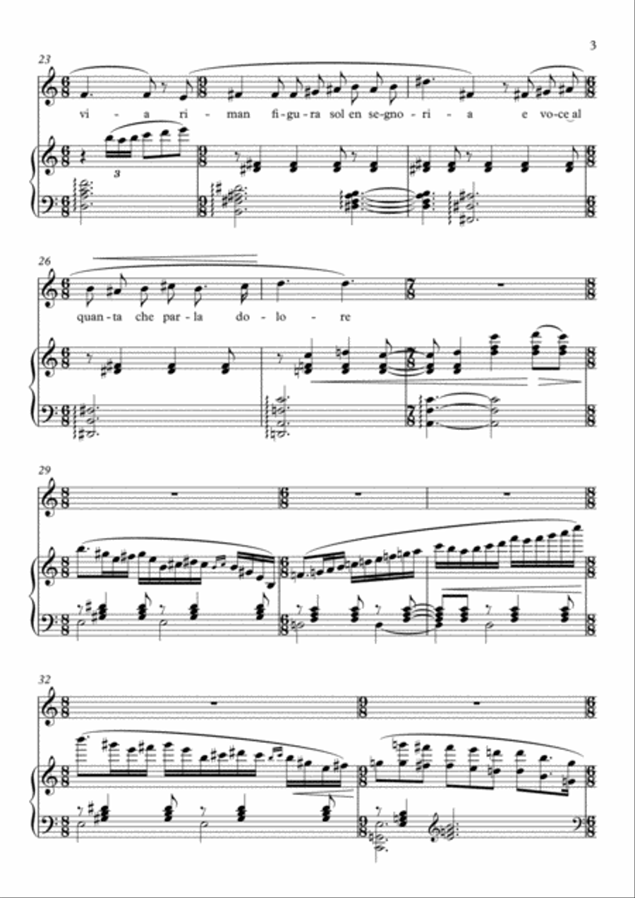 Voi che per gli occhi - for tenor and piano Tenor Voice scores gallery preview page 3