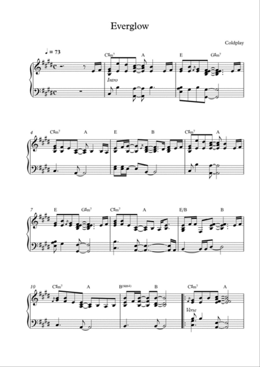 Everglow Piano Solo scores gallery preview page 1