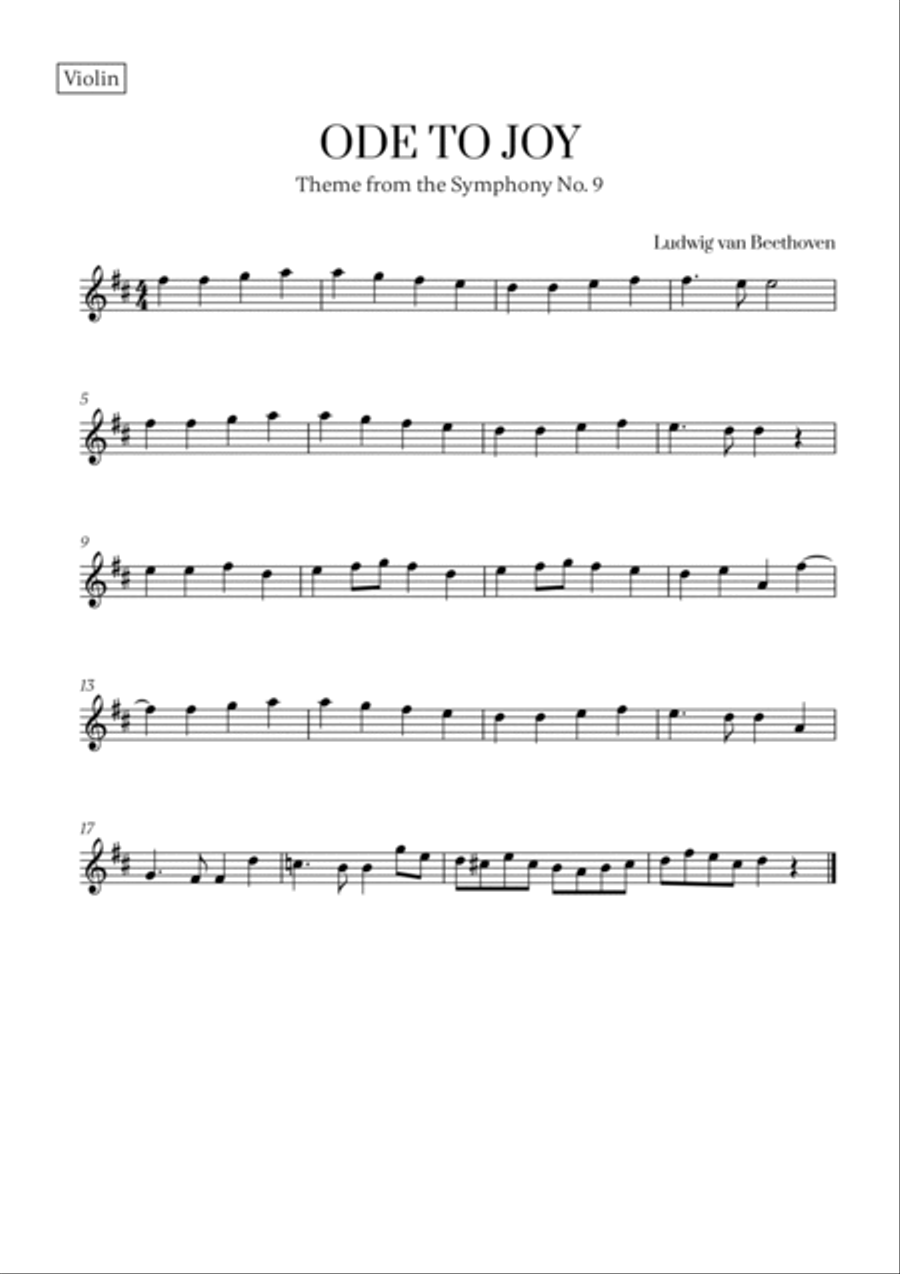L. v. Beethoven - Ode to Joy (from Symphony No. 9) (for Violin and Clarinet) B-Flat Clarinet scores gallery preview page 2