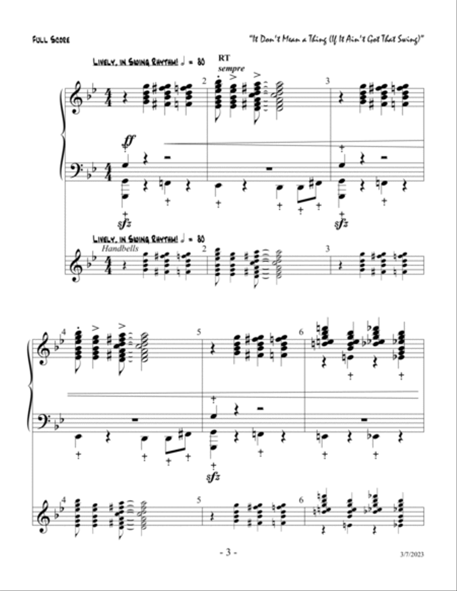 It Don't Mean A Thing (if It Ain't Got That Swing) Handbell Choir scores gallery preview page 3