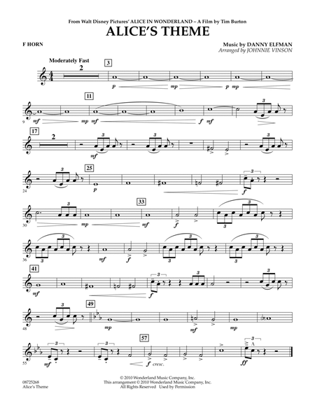 Alice's Theme (from Alice In Wonderland) - F Horn