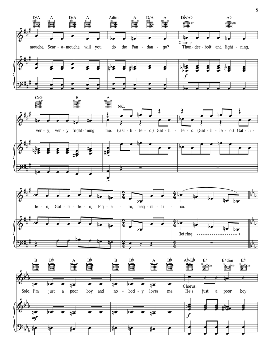 Bohemian Rhapsody Bohemian Rhapsody Piano, Vocal, Guitar scores gallery preview page 5