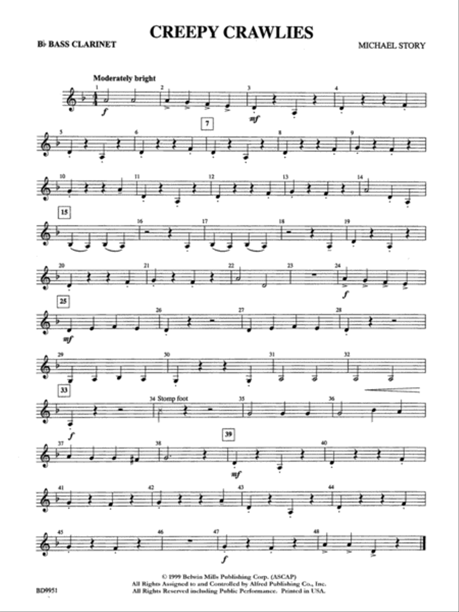 Creepy Crawlies: B-flat Bass Clarinet Concert Band scores gallery preview page 1